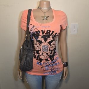☆Daytrip Coral Rhinestone Bedazzled Graphic Tee☆